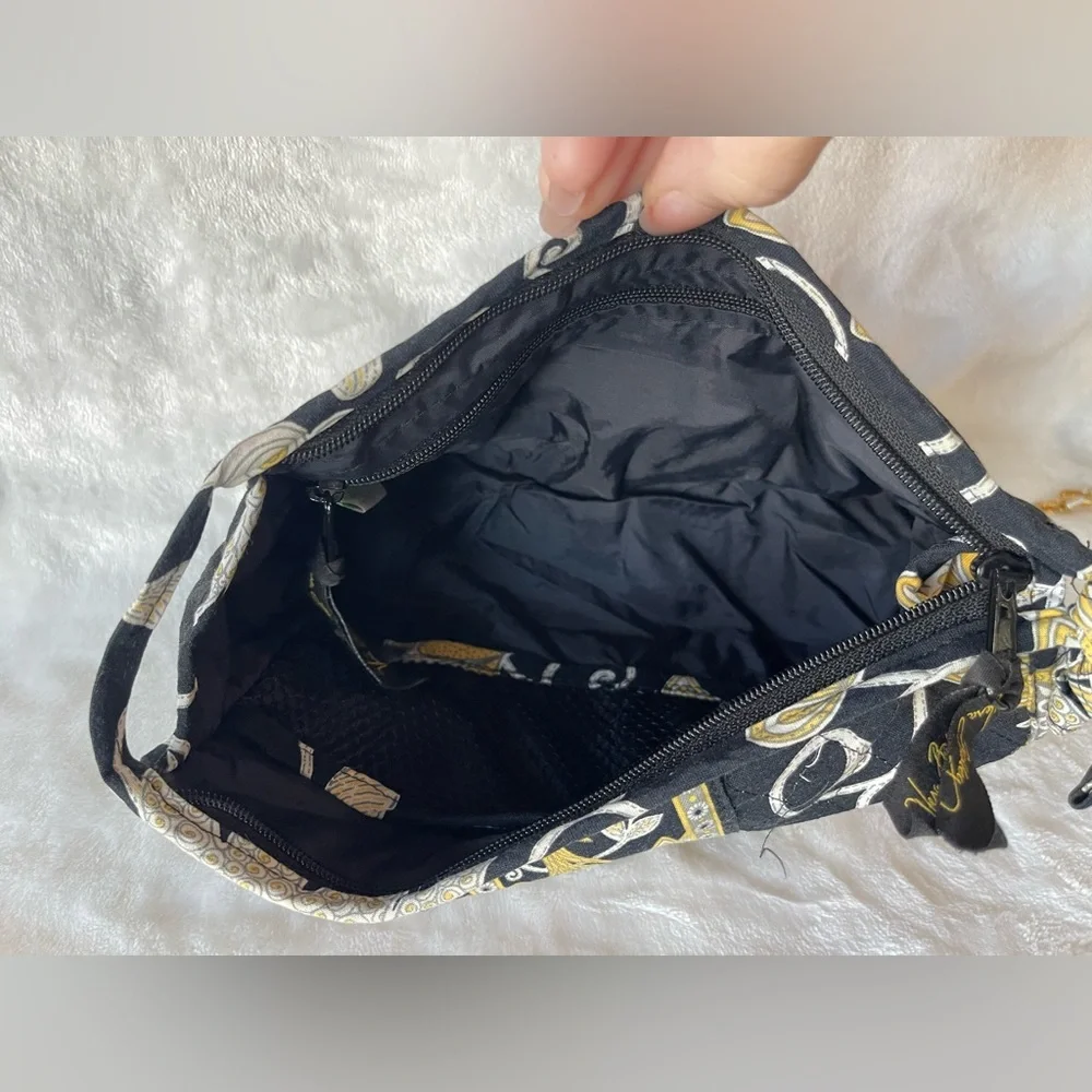 Vera Bradley Tie Cosmetic Bag retired Yellow Bird pattern black yellow